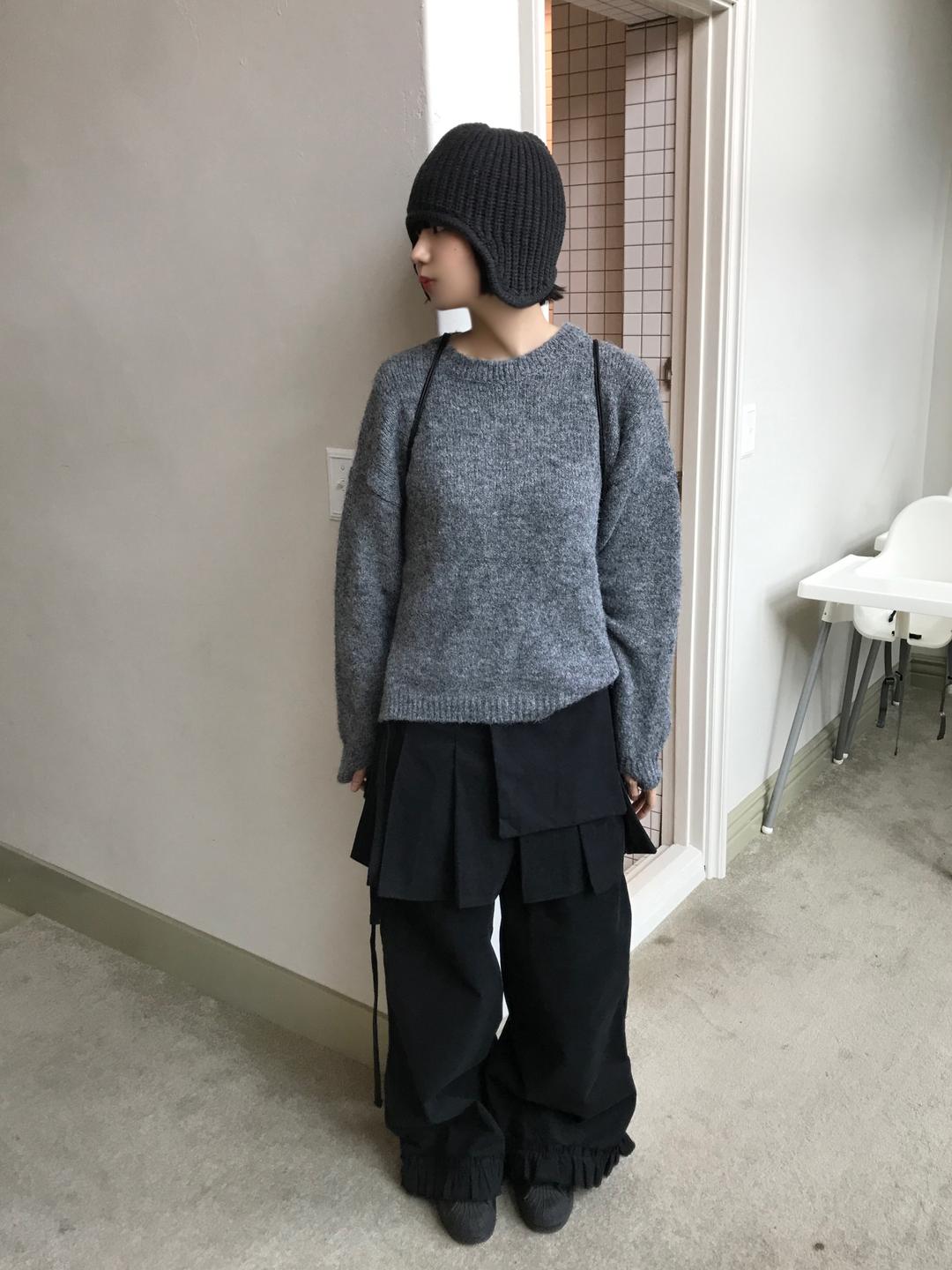 WOOL GRADATION WARMER KNIT (GRAY / OATMEAL)