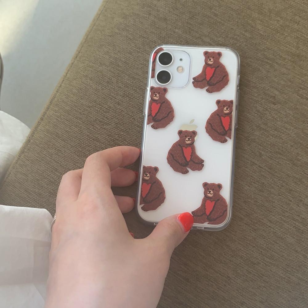 러블리 하트 베어 젤리 케이스 3color /아이폰 x xr xs 맥스 pro 삼성 귀여운 11 12 미니 s 9 20 노트 8 9 10 커플 데일리