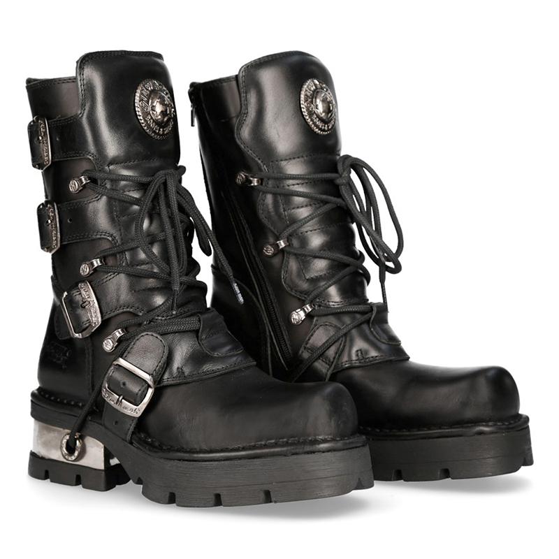 [뉴락] NEW ROCK  M-373-S1 스틸 블락굽 스트랩홀 4버클 미드카프 부츠 ( 43 빠른배송)