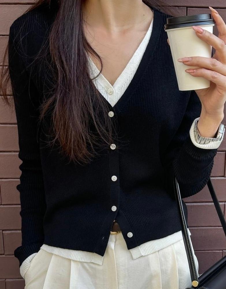 가을 얇은 여성 이중 가디건