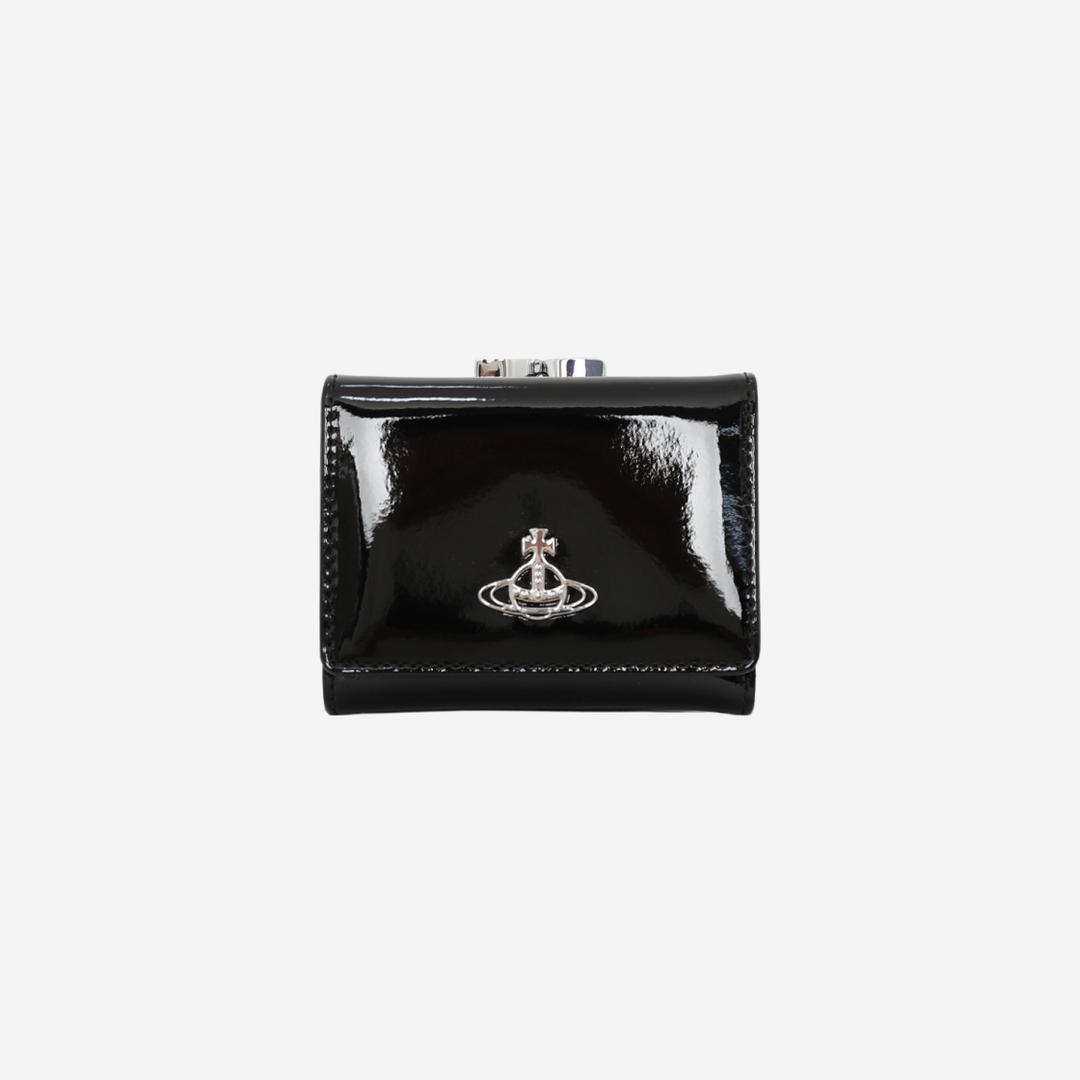 Vivienne Westwood Shiny Patent Small Frame Wallet Black