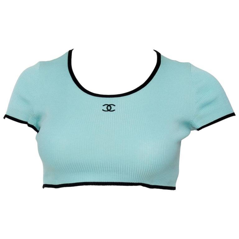 1990s Chanel Rib Knit Cropped Top