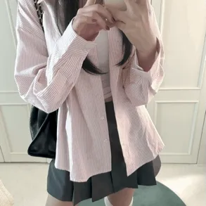 [활용도 높은💓] 오버핏 스트라이프 셔츠 (2colors)