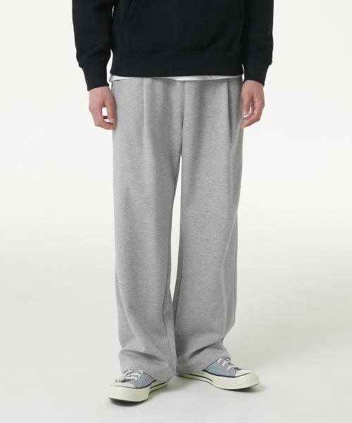 [쿨탠다드] 원 턱 와이드 라운지 스웨트 팬츠 [미디엄 그레이]