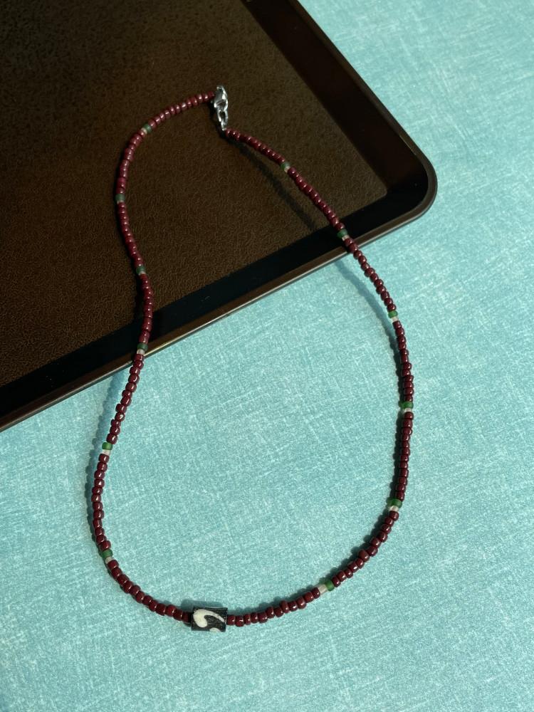 레뜌 빈티지 딥브라운 비즈 목걸이