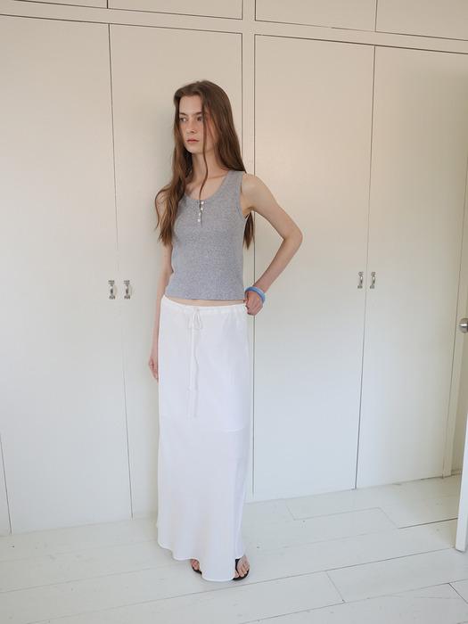 Linen long skirt_Ivory