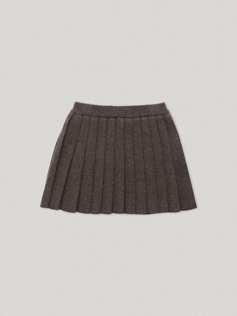 Peggy Knit Pleated Skirt Brown