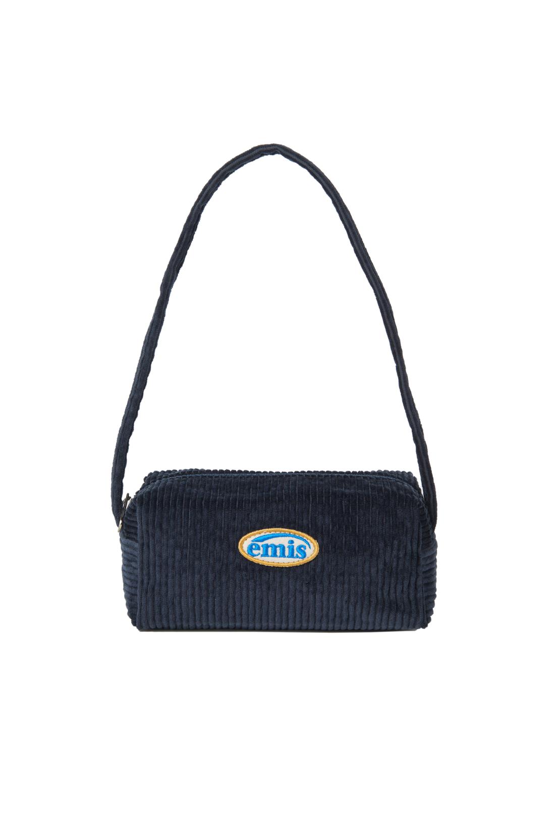 CORDUROY MINI SQUARE HOBO BAG-NAVY