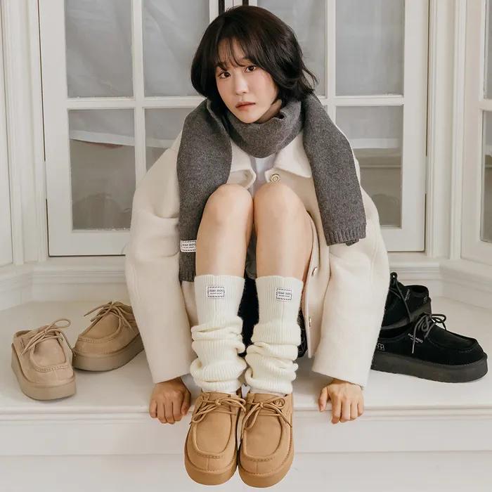 [29EDITION] Dugen 두근 소가죽 하트참 방한 어그 뮬 슬라이더_3Color