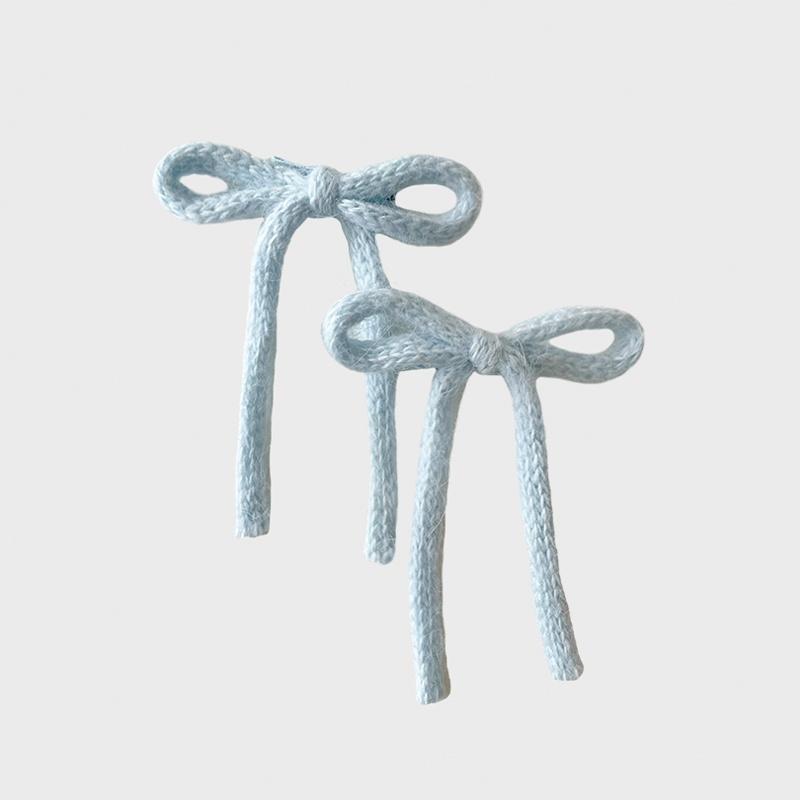 [2 set] Angora ribbon hair pin (Sky blue)