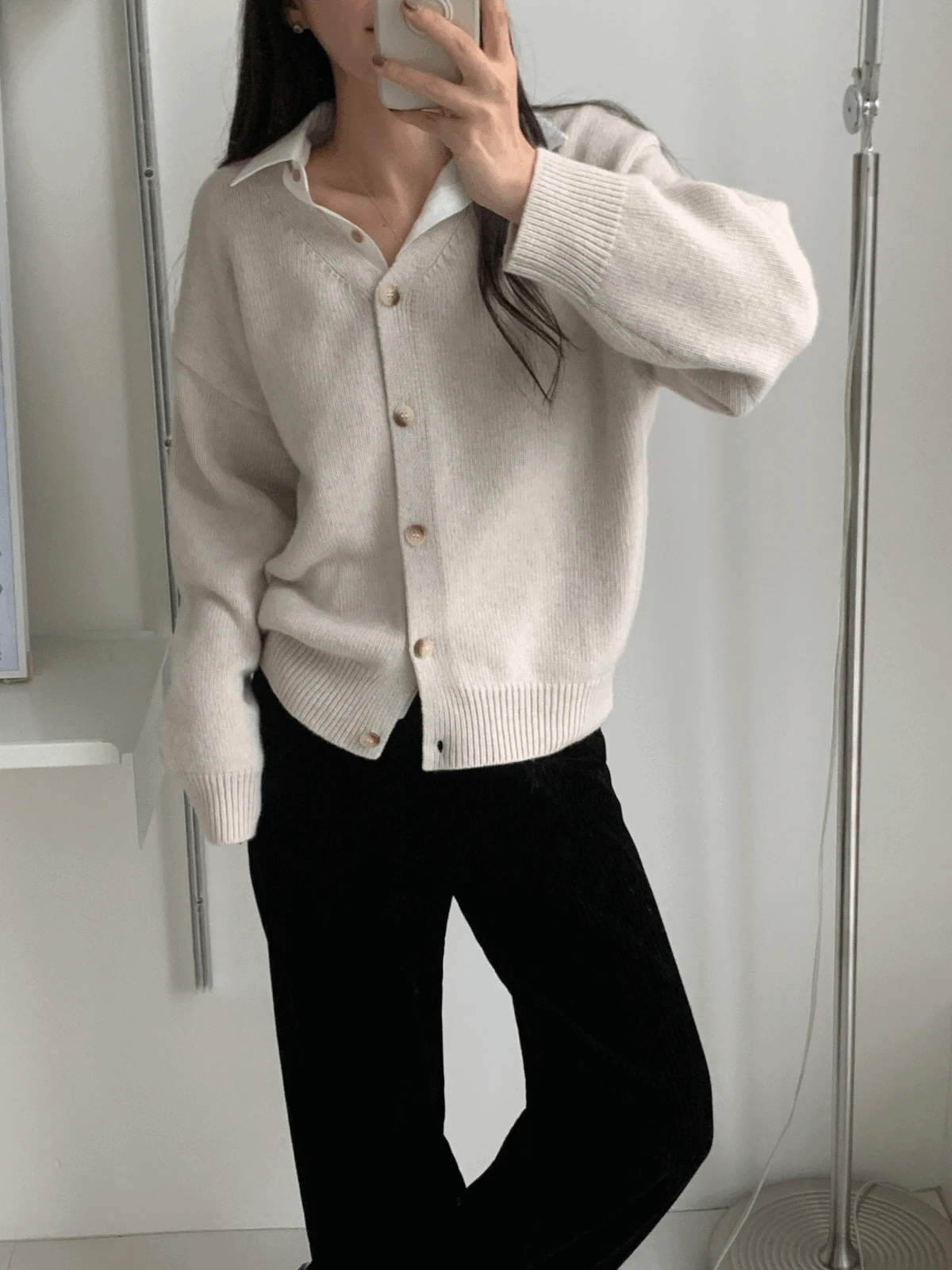 (파인울50) 포포 브이넥 가디건 (3 colors)