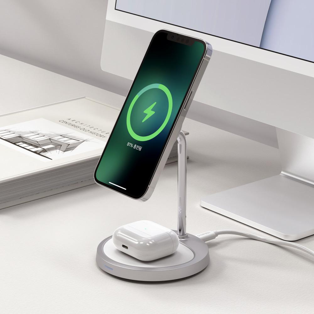 초텍 MFM 인증 2in1 아이폰 14 13 맥세이프 고속 무선충전기 T575-F-MFM