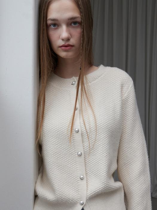 라운드 펄 트위드 가디건 아이보리 iuw1376
