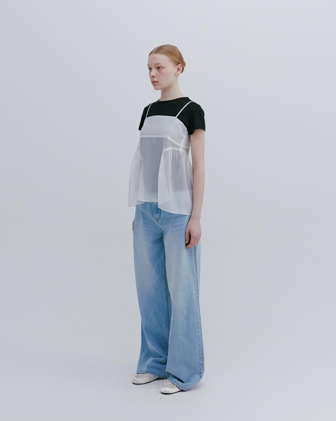 ORGANZA SIDE PUFF BLOUSE / WHITE