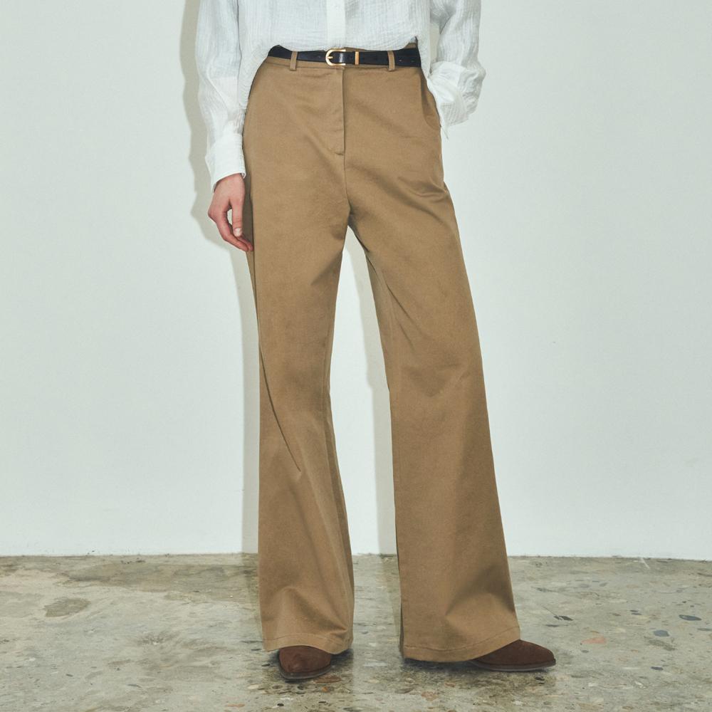 Classic Loose Fit Chino Boot-cut Pants_CTB541(Beige)