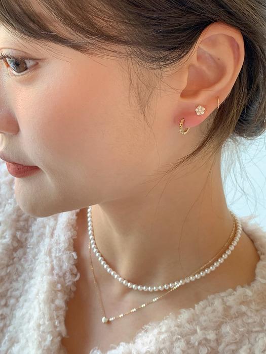 14k 플라워 진주 피어싱