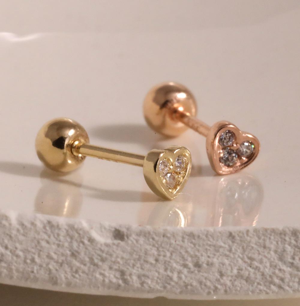 [전체14k] 3mm 작은 하트 피어싱 귀걸이