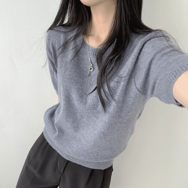 [고퀄,데일리/무려14컬러~] 군살제로! 솜사탕처럼 부드러운, 캐시 폭닥 베이직 라운드 반팔니트 (14color)