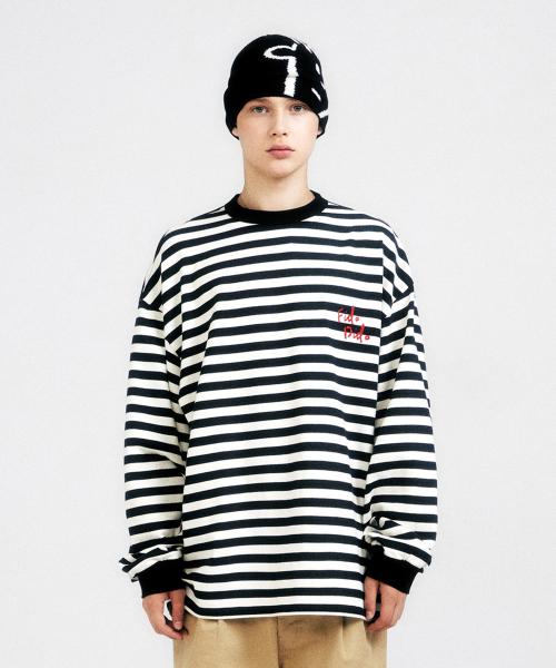 Crack Logo Stripe LS Tee Black