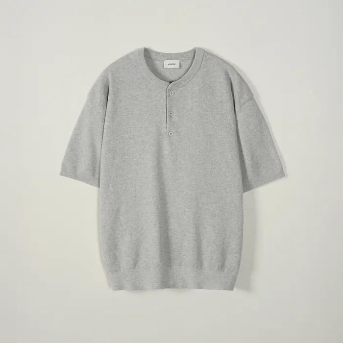 BARK HALF KNIT HENRY - LIGHT GREY