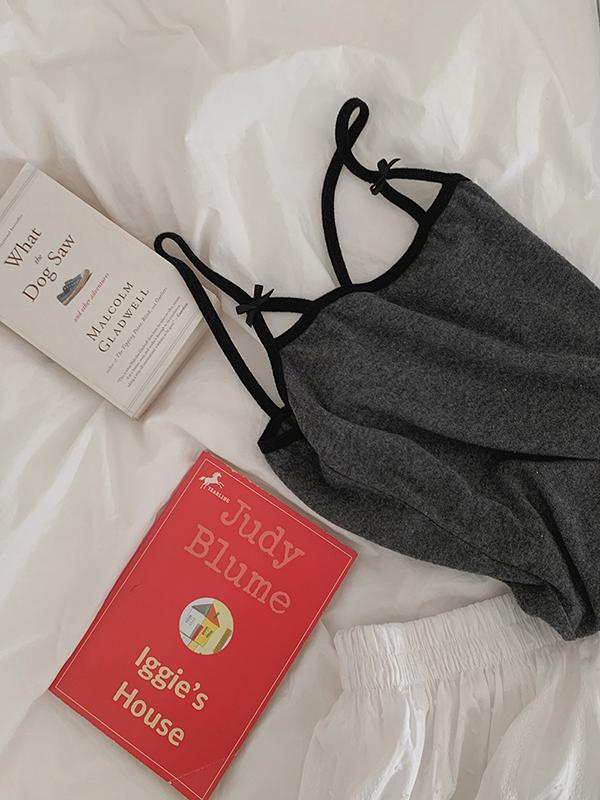 [🌷봄신상5%]레스 리본 발레코어 나시 봄 여름 슬리브리스(3color)