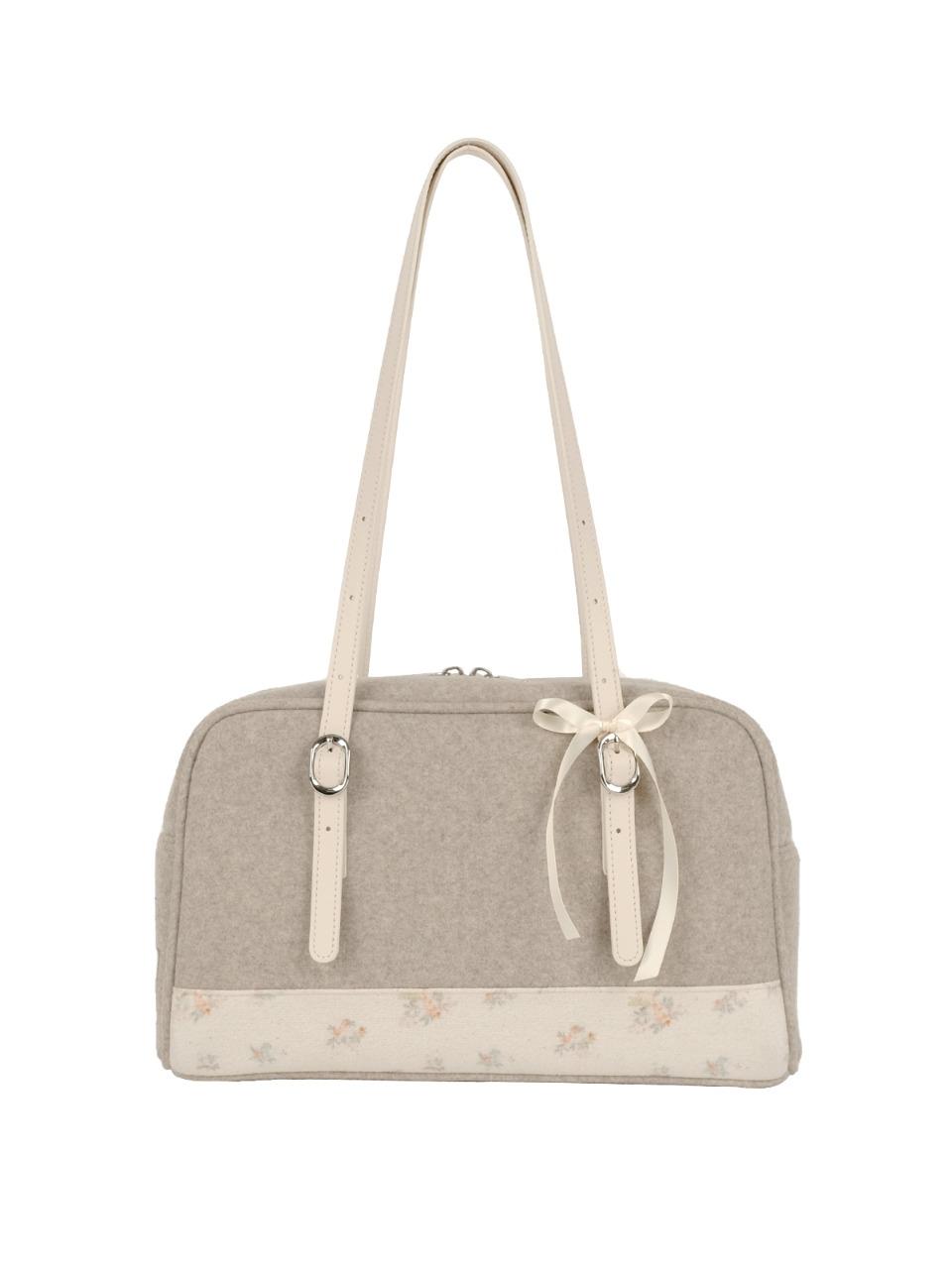 [2.10 6:00pm open / 오픈세일 5% : 2.10 ~ 2.12 / 2.15 배송시작] Floral Boston bag - warm grey