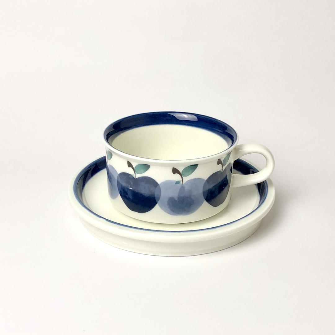 Blue Apple Mug and Saucer Set