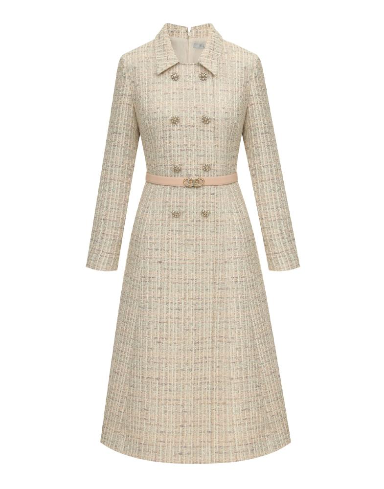 트위드 카라 벨트 원피스 MYDAWO0720