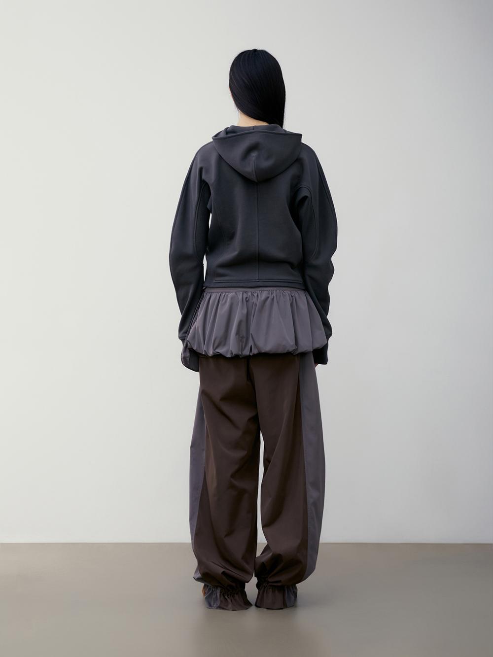 SIDE RIB ZIP-UP HOODIE_KHAKI