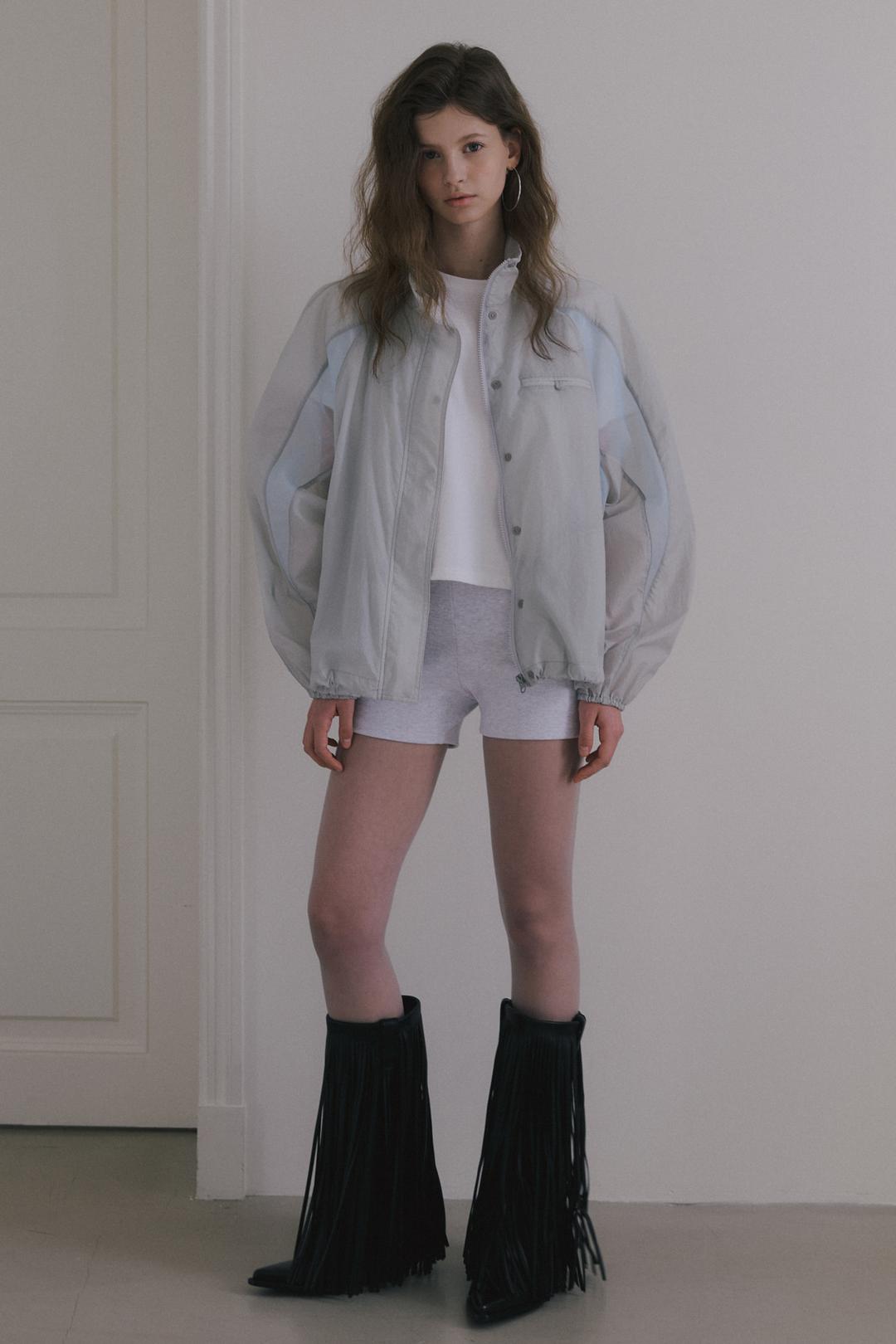 INCISION NYLON BLOUSON JUMPER_LIGHT GREY/BLUE