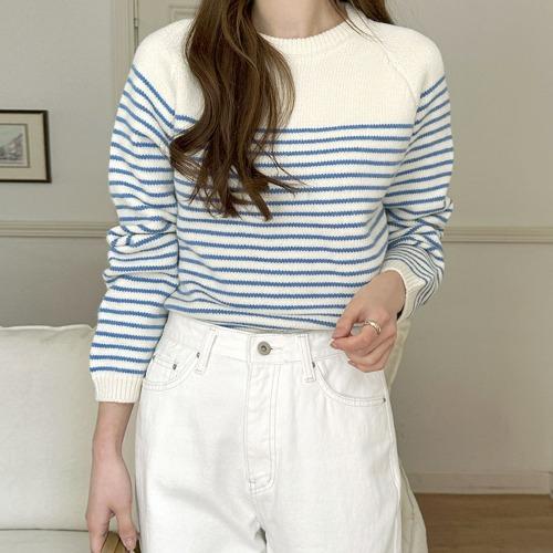 MD추천) 모그 스트라이프 라운드 니트