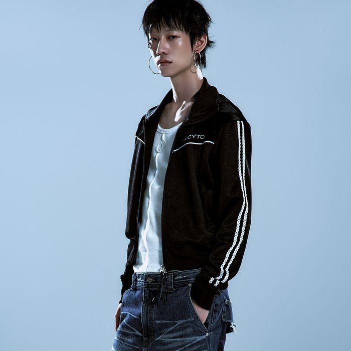 Piping Line Track Zip Up Jacket_[Black]