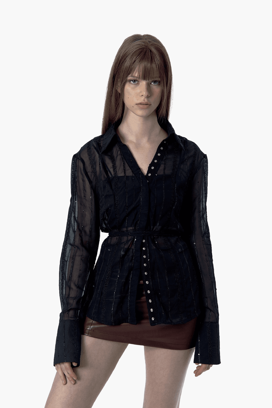 SHEER FLARE SHIRTS BLACK (예약발송 10월 06일)