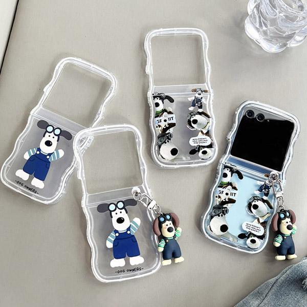 갤럭시Z플립5 4 그루밋 강아지 키링 물결 범퍼케이스 Filp5 제트플립5 지플립5 Z플립4