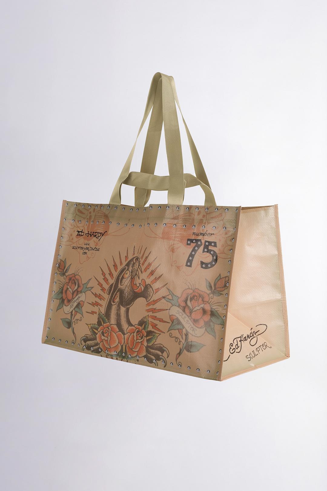 [Sculptor X Ed Hardy] Rose Tarpaulin Beach Bag Raw