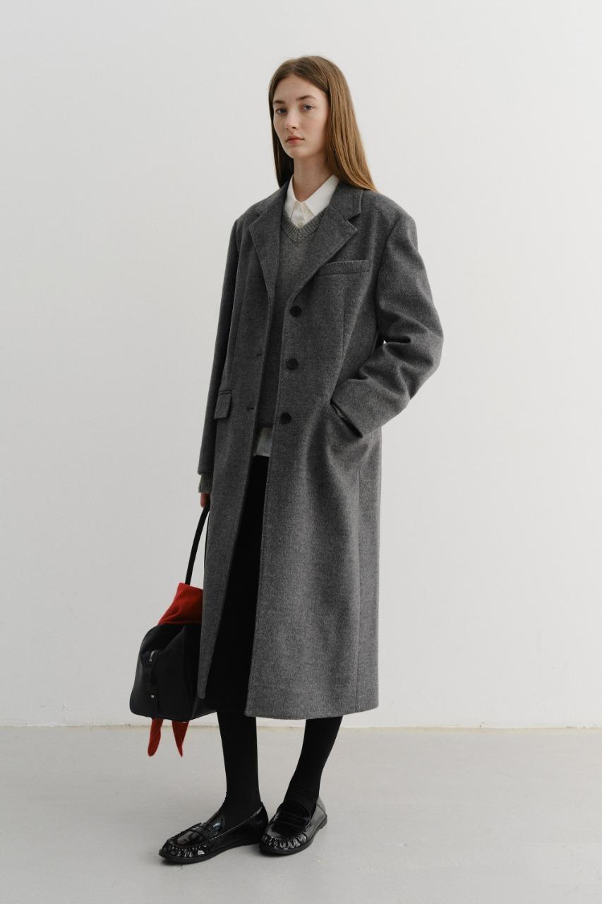 [LIMITED OFFER] ESSENTIAL CASHMERE SINGLE COAT MELANGE GREY