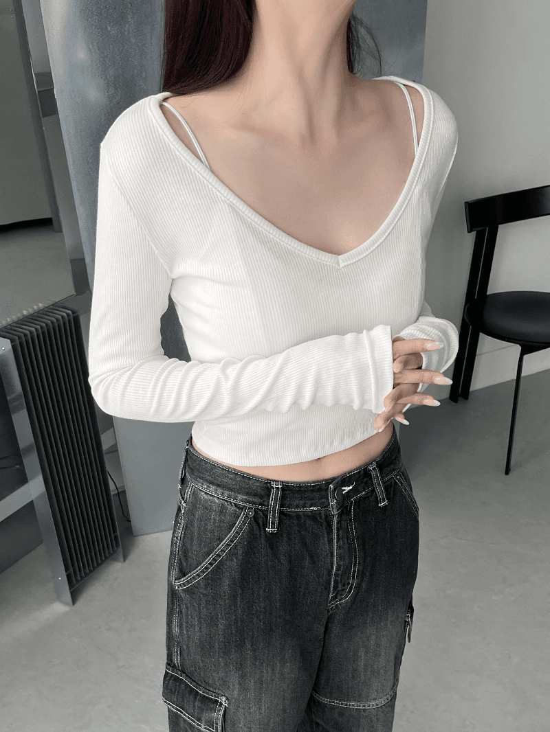 Deep V-Neck Golgi Tee (2color)