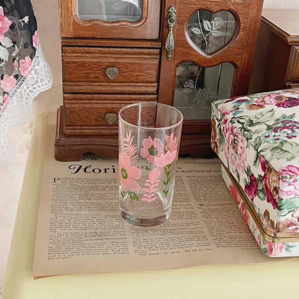 빈티지 핑크 글라스 컵