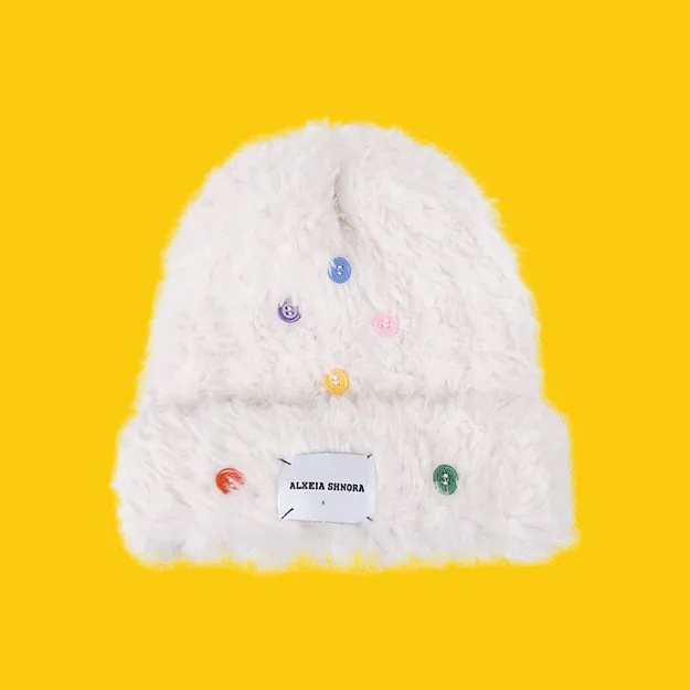 🔥 키치한 뽀송이 단추보아털 비니