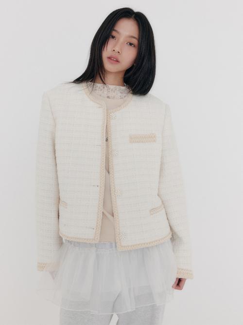 클래시 트위드 자켓 ( 크림 아이보리 )