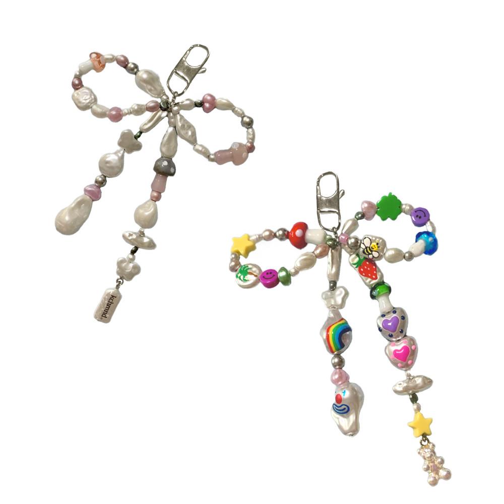 [키치마인드] pearl ribbon keychain