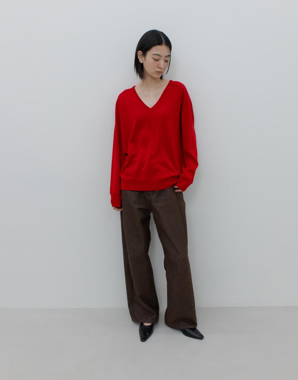 25SS LOOSE V-NECK KNIT / RED