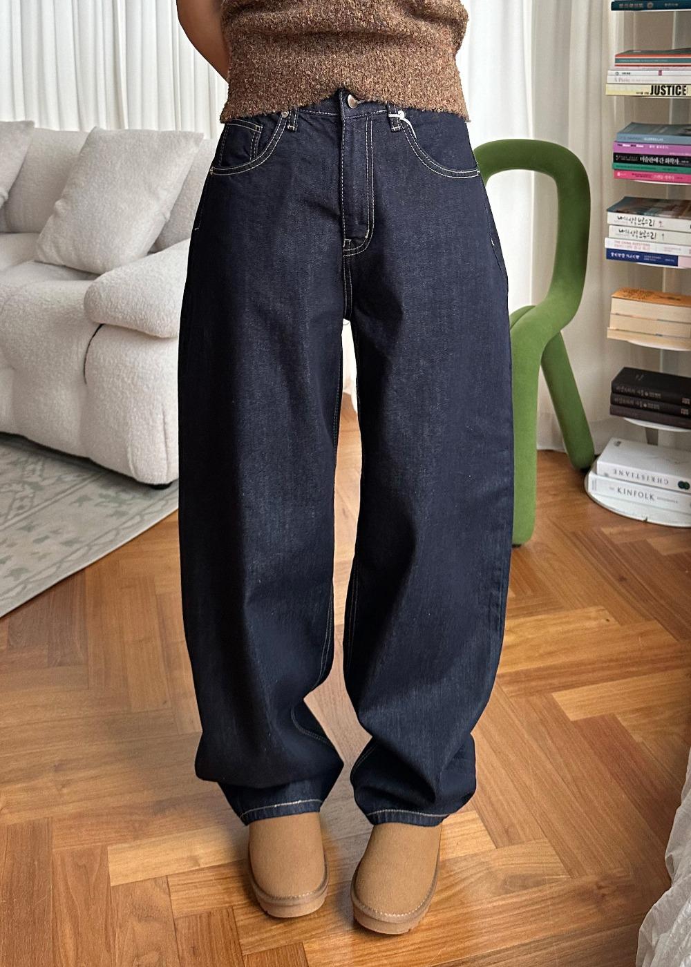 미카사 도미닉 생지 데님 와이드 팬츠(논페이드)