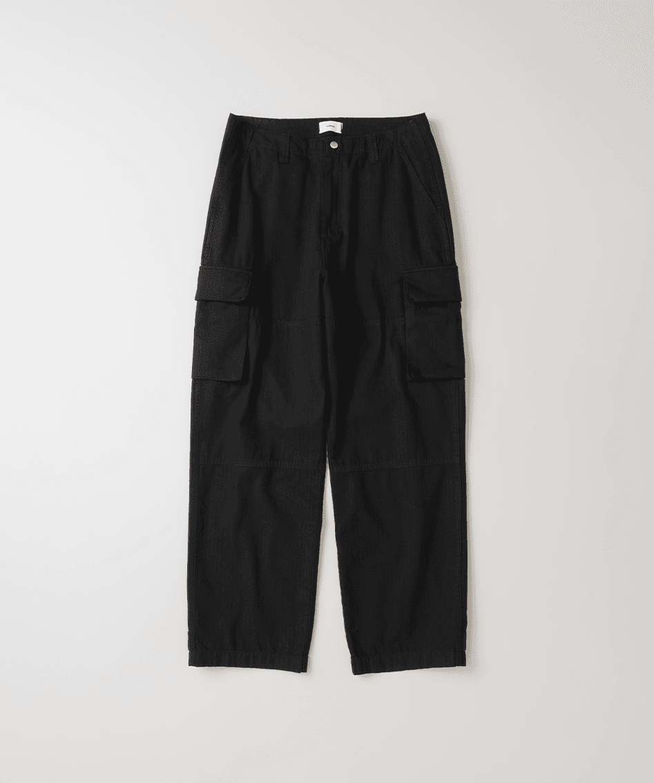 130 Herringbone Cargo Pants - Coal Black