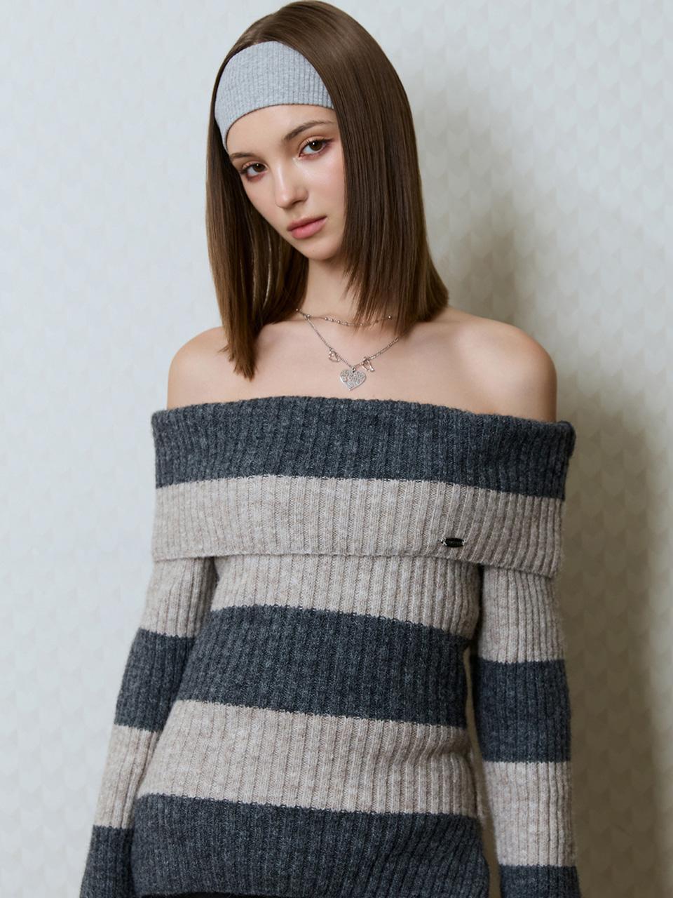 GT OFFSHOULDER KNIT(BEIGE)