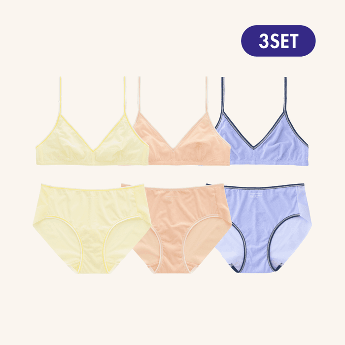 [29CM 단독] 메쉬 오 SET 3팩 (브라3+팬티3)_5 Colors