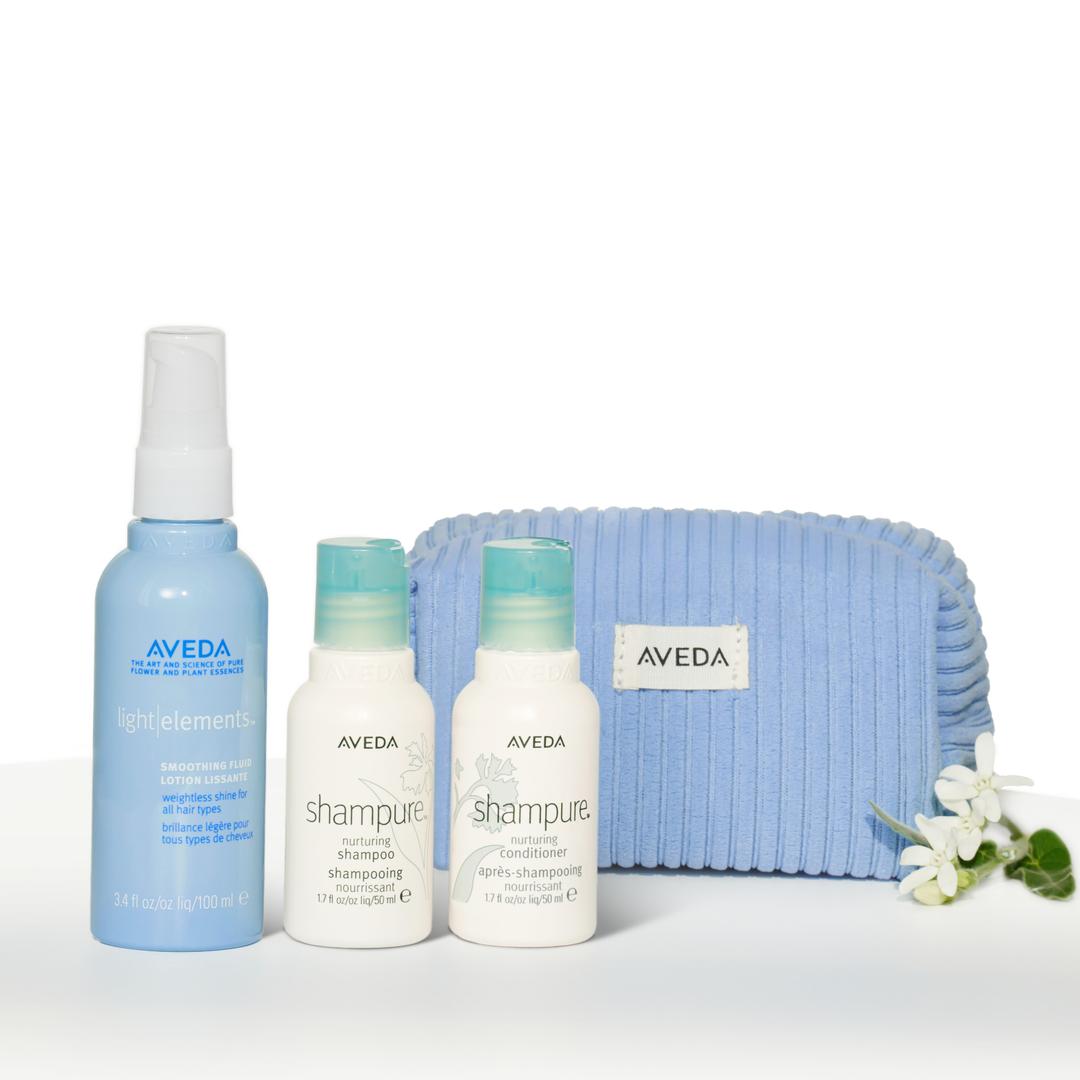 [단독/선물포장]"끈적임없이 부드럽게" 라이트 엘리먼츠 스무딩 헤어 오일 에센스 세트(+코듀로이 파우치 & 샴푸+컨디셔너)