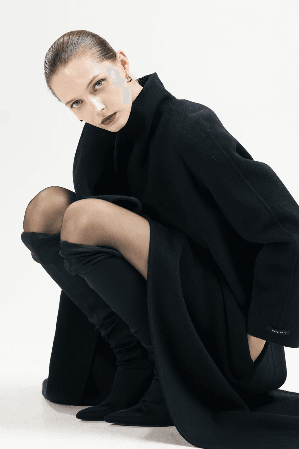 Signature cashmere shawl collar coat - navy