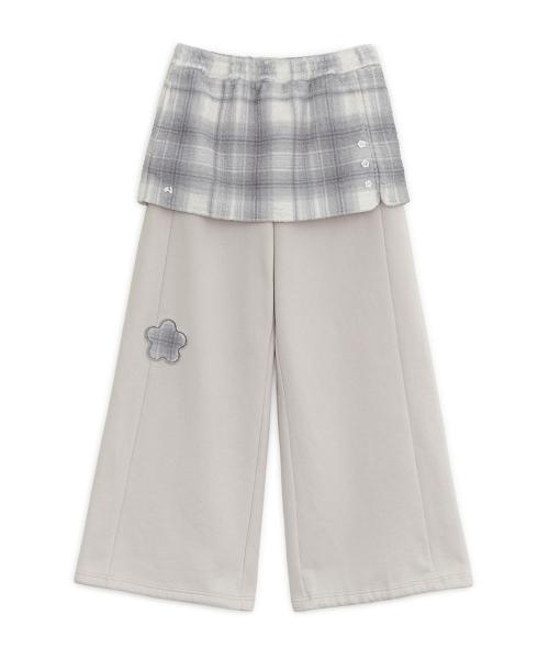 플리스 스커트 조거팬츠 (핑크 그레이)