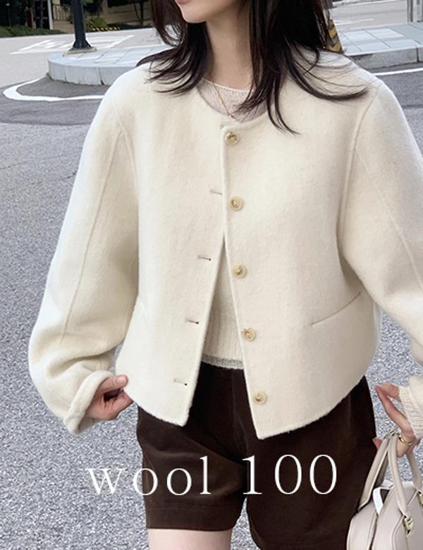 [단독ㅣWool100] Round-jkㅣCream Color